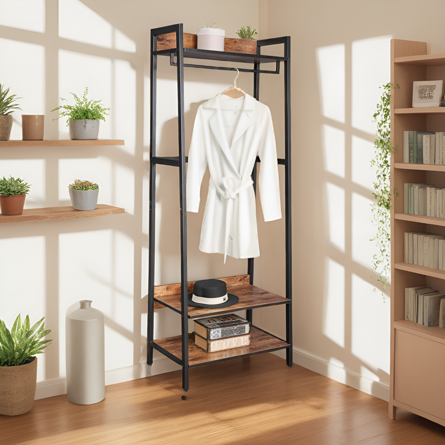 JJ's Entryway Coat Rack, Rustic Brown