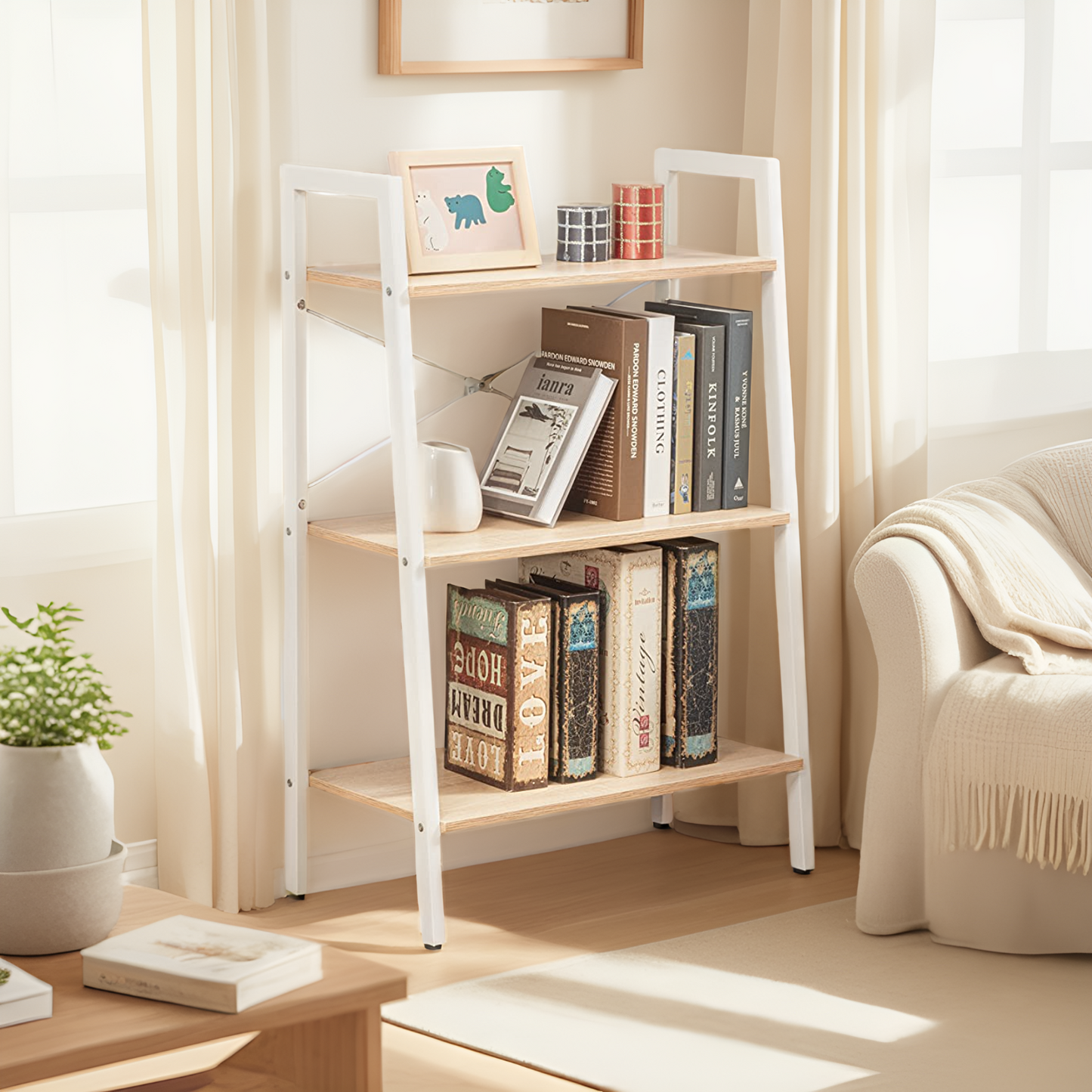 JJS Industrial 3-Tier Bookshelf