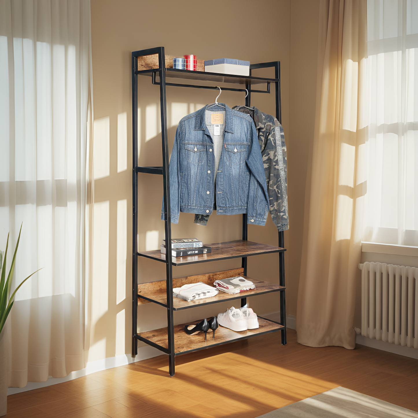 JJ's Entryway Coat Rack, Rustic Brown
