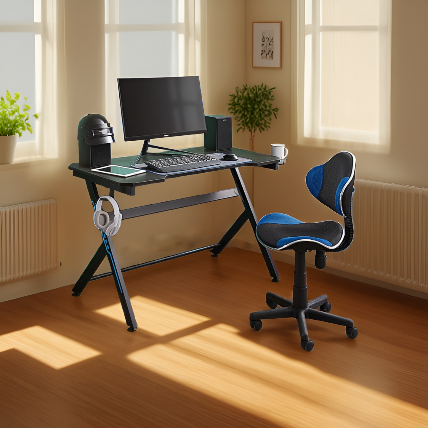 JJS 48" Home Office Gaming Computer Desk with Cable Management