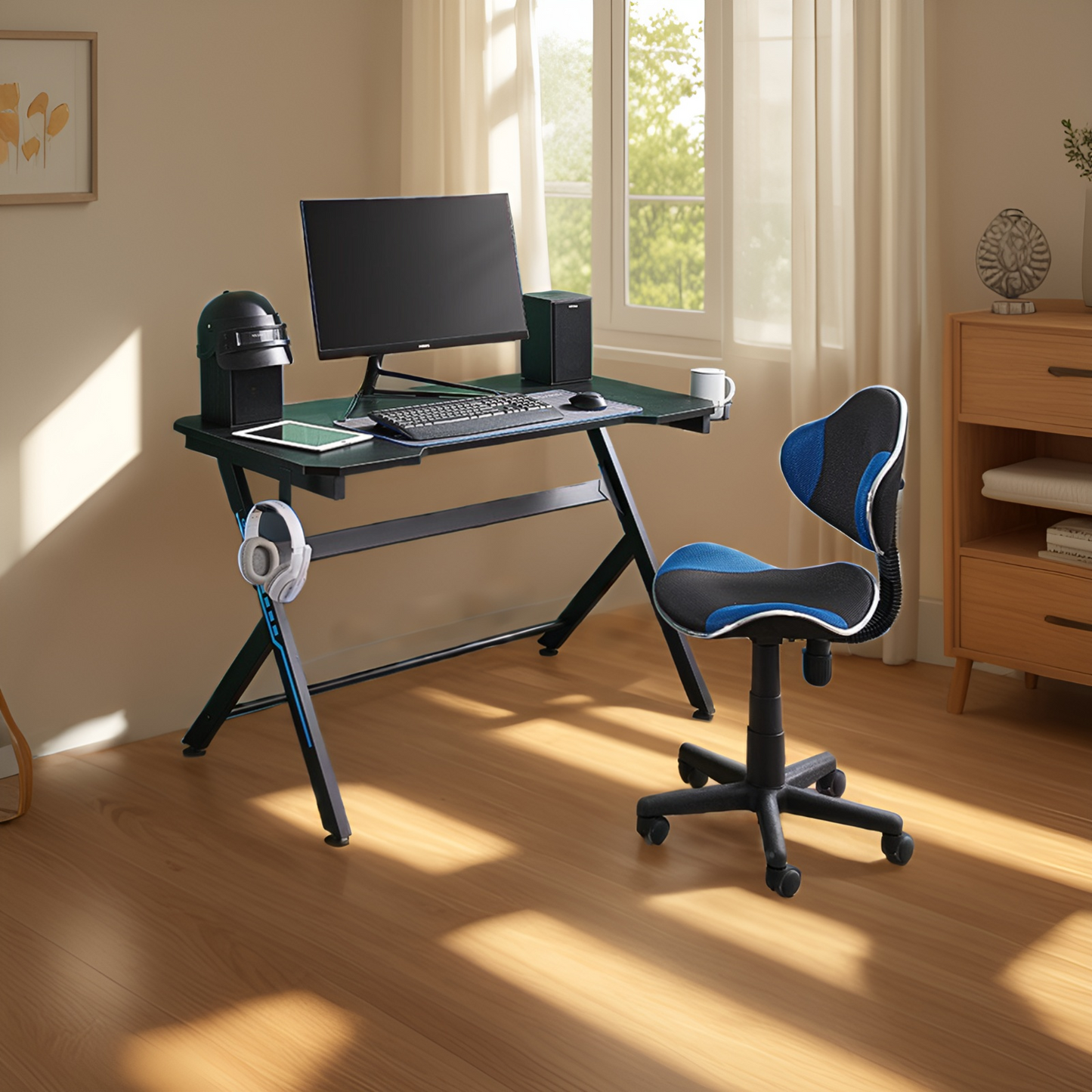 JJS 48" Home Office Gaming Computer Desk with Cable Management