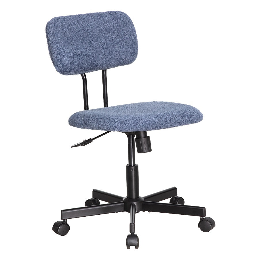 JJS Low Back Velvet Office Computer Chair with Armrest, Blue