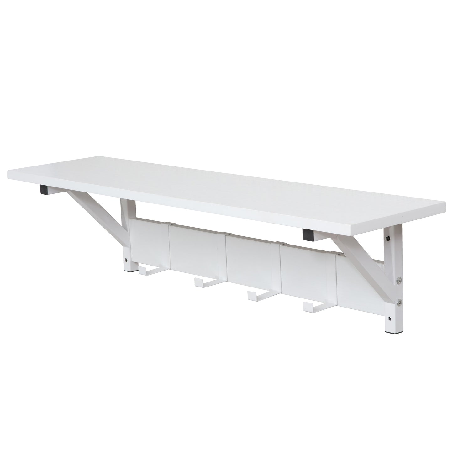 JJS Floating Shelf Coat Rack, White, Set of 1