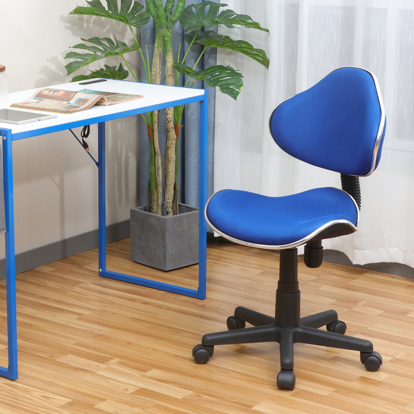 JJS Home Office Low Back Computer Executive Chair, Ergonomic Mesh Chair with Extra Large Base and Pads,