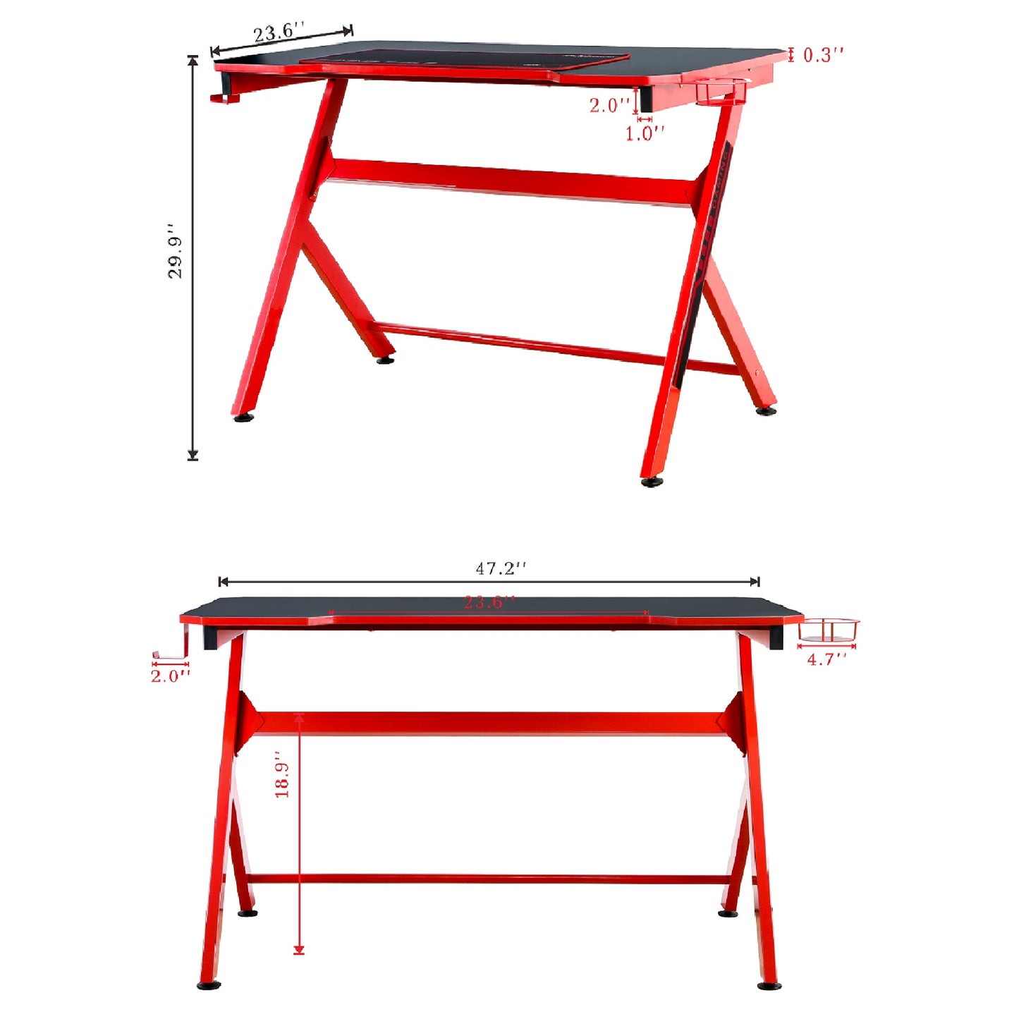 JJS 48" Home Office Gaming Computer Desk with Cable Management