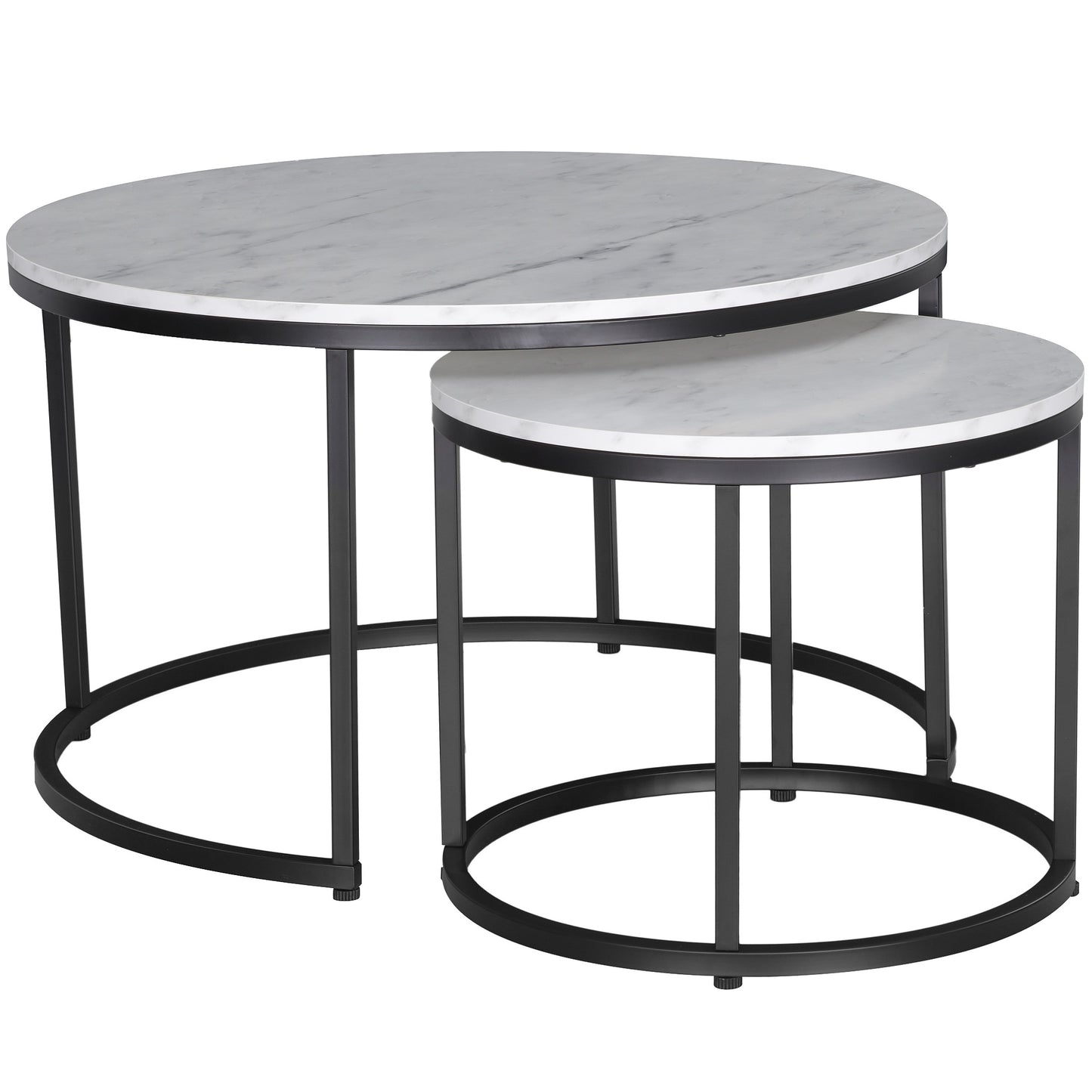 JJS Modern Round Nesting Coffee Table Set of 2