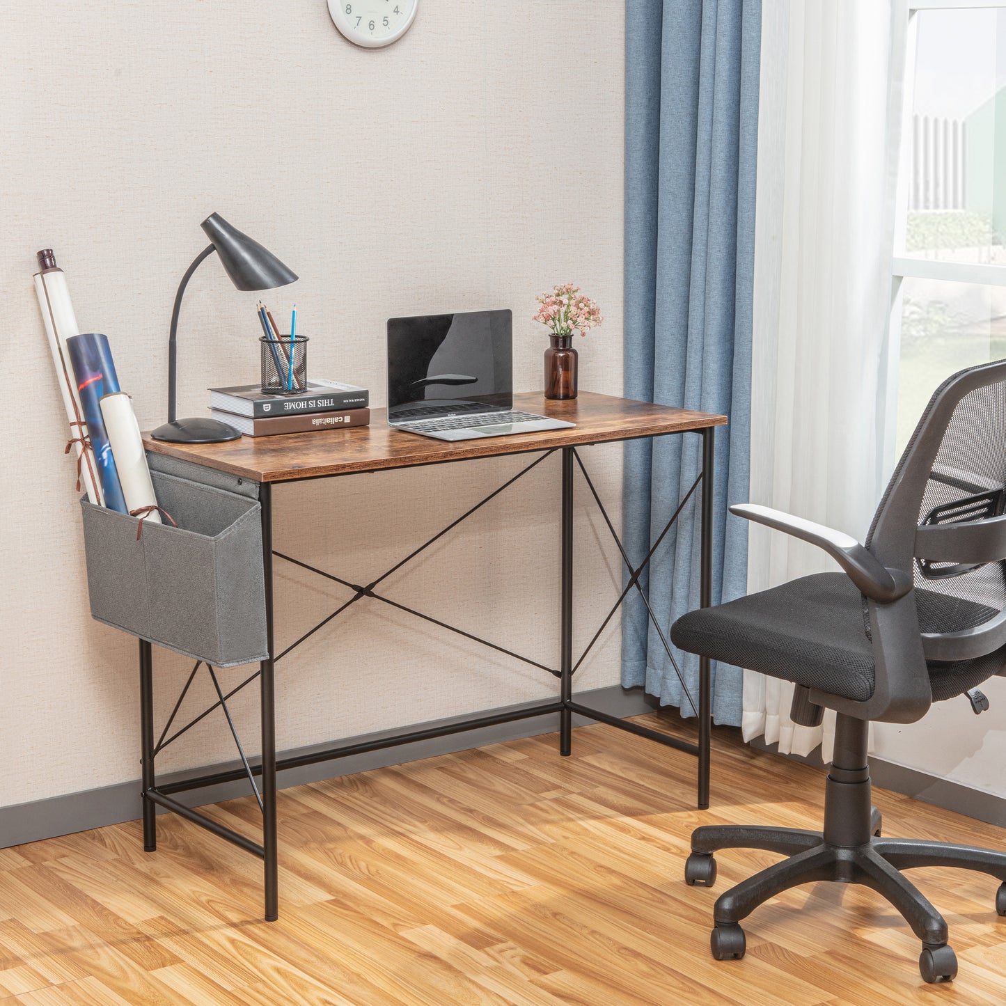 JJS Computer Desk, Modern Home Office Simple Minimal Writing Desk Laptop Table, Brown…