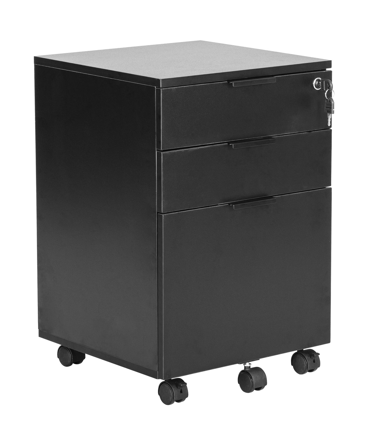 JJS 3 Drawer Rolling Wood File Cabinet with Locking Wheels
