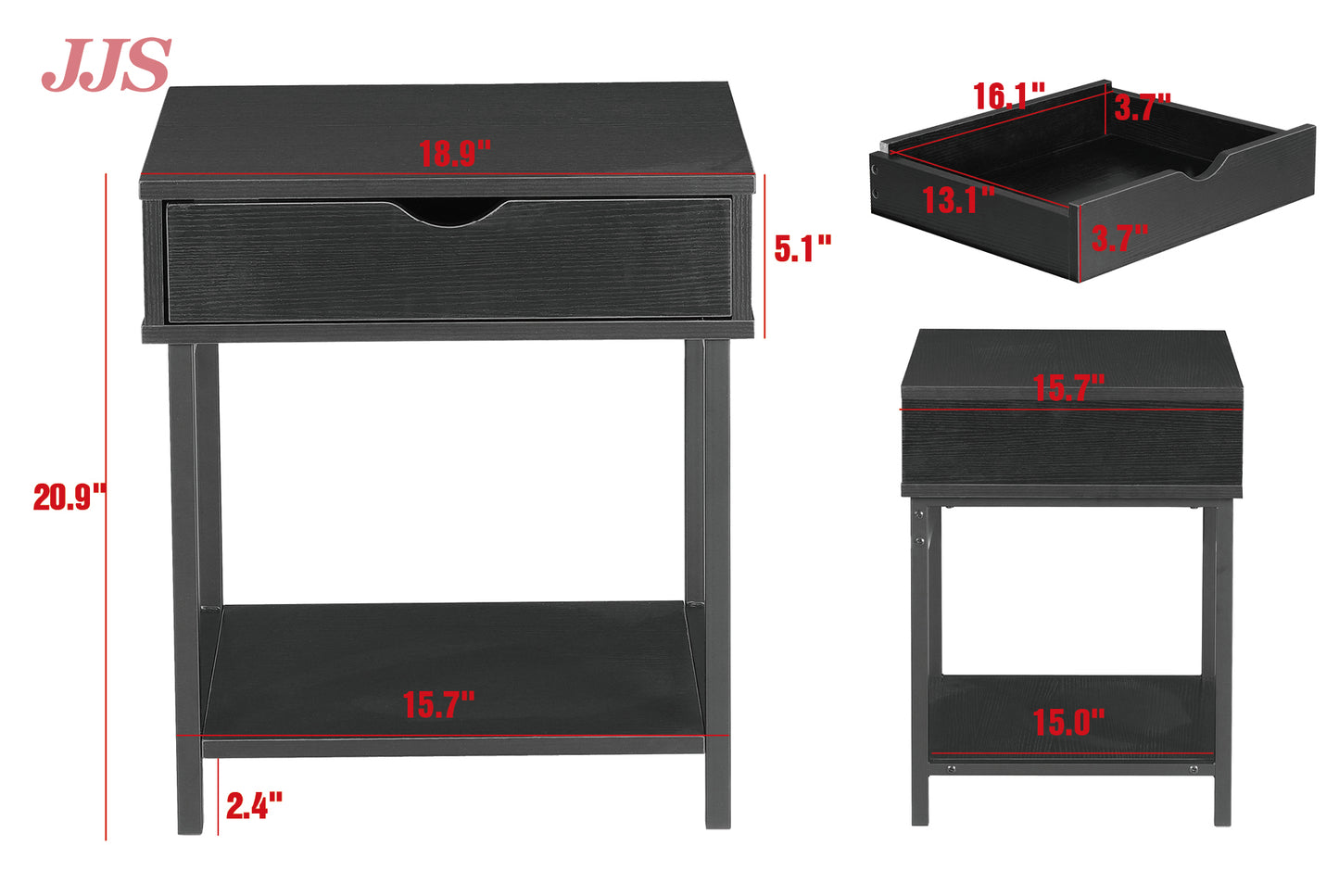 JJS Side End Table, Easy Assembly