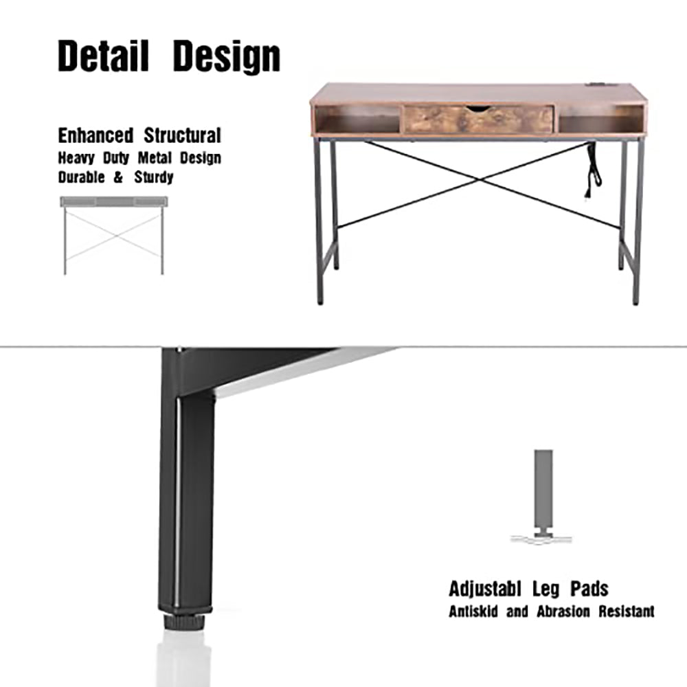 JJS 48' Writing Desk with Power Outlet