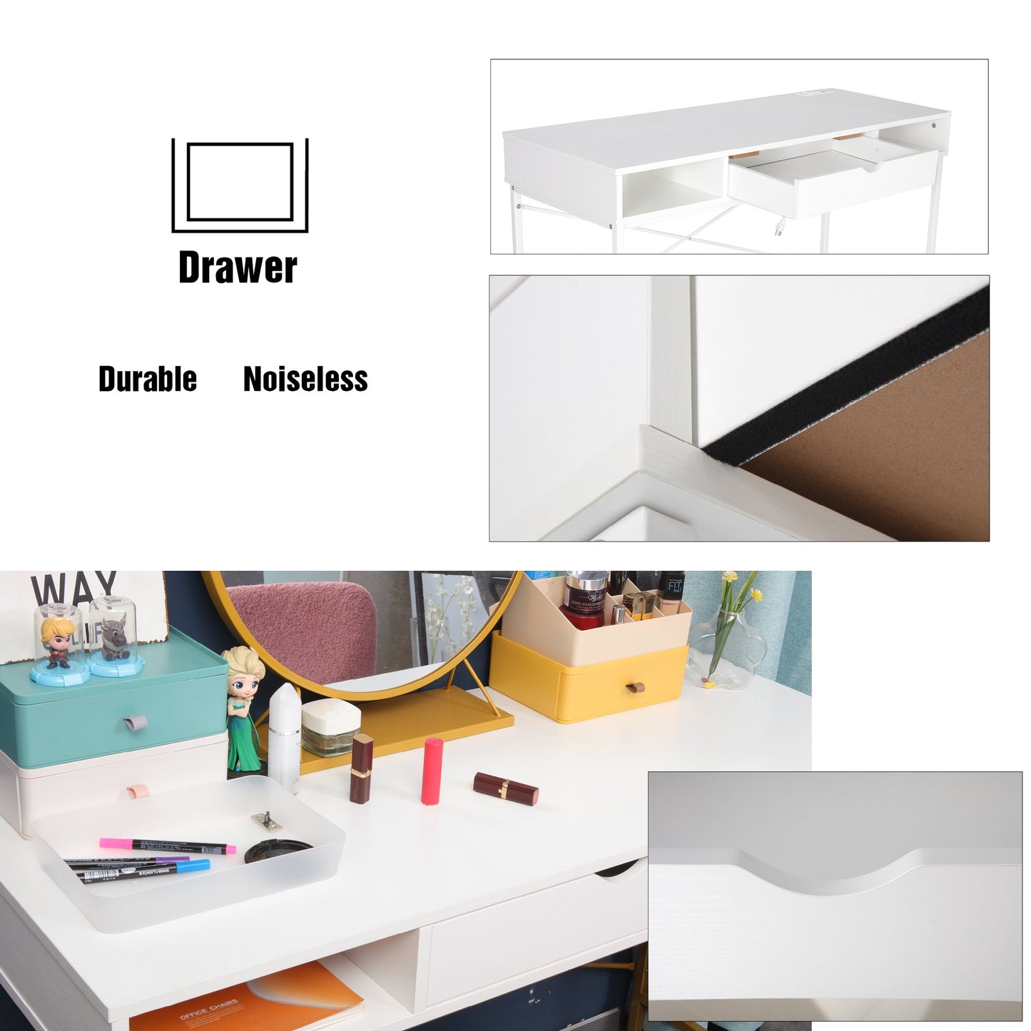 JJS 48' Writing Desk with Power Outlet