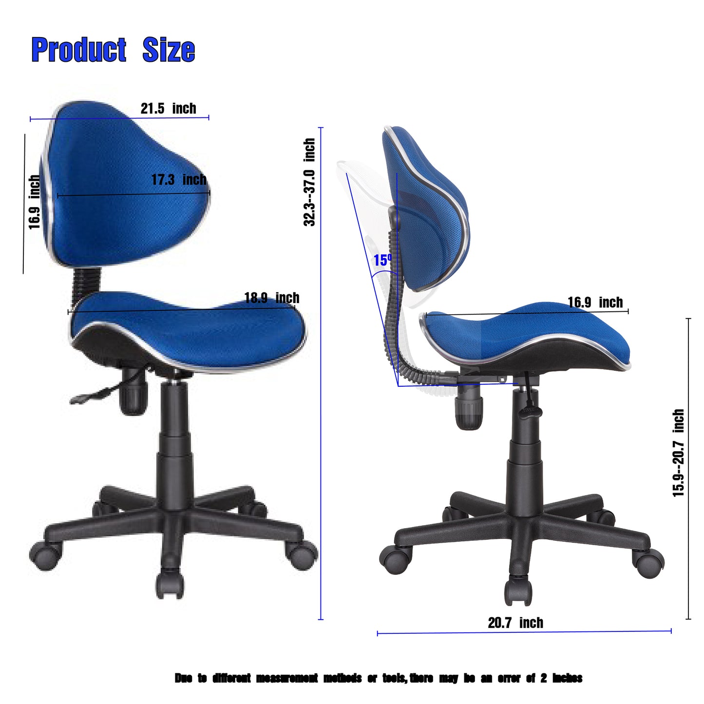 JJS Home Office Low Back Computer Executive Chair, Ergonomic Mesh Chair with Extra Large Base and Pads,