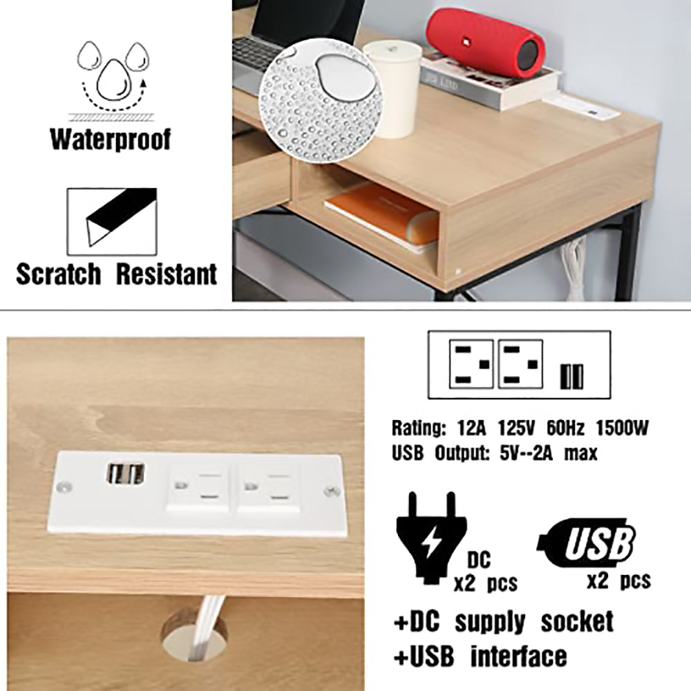 JJS 48' Writing Desk with Power Outlet