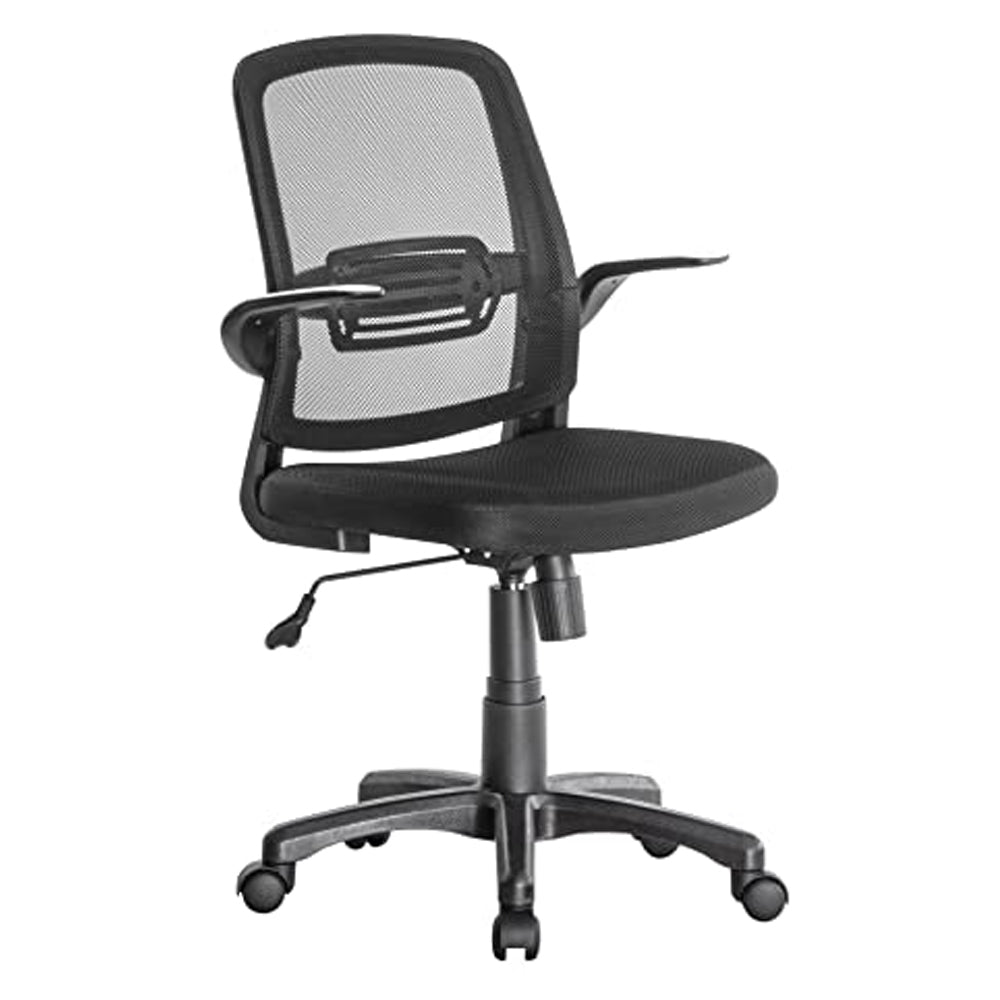 JJS Mid Back Mesh Lumbar Support Ergonomic Home Office Desk Chair, Modern Rolling Swivel Executive Chair Adjustable Padded Armrest, Black