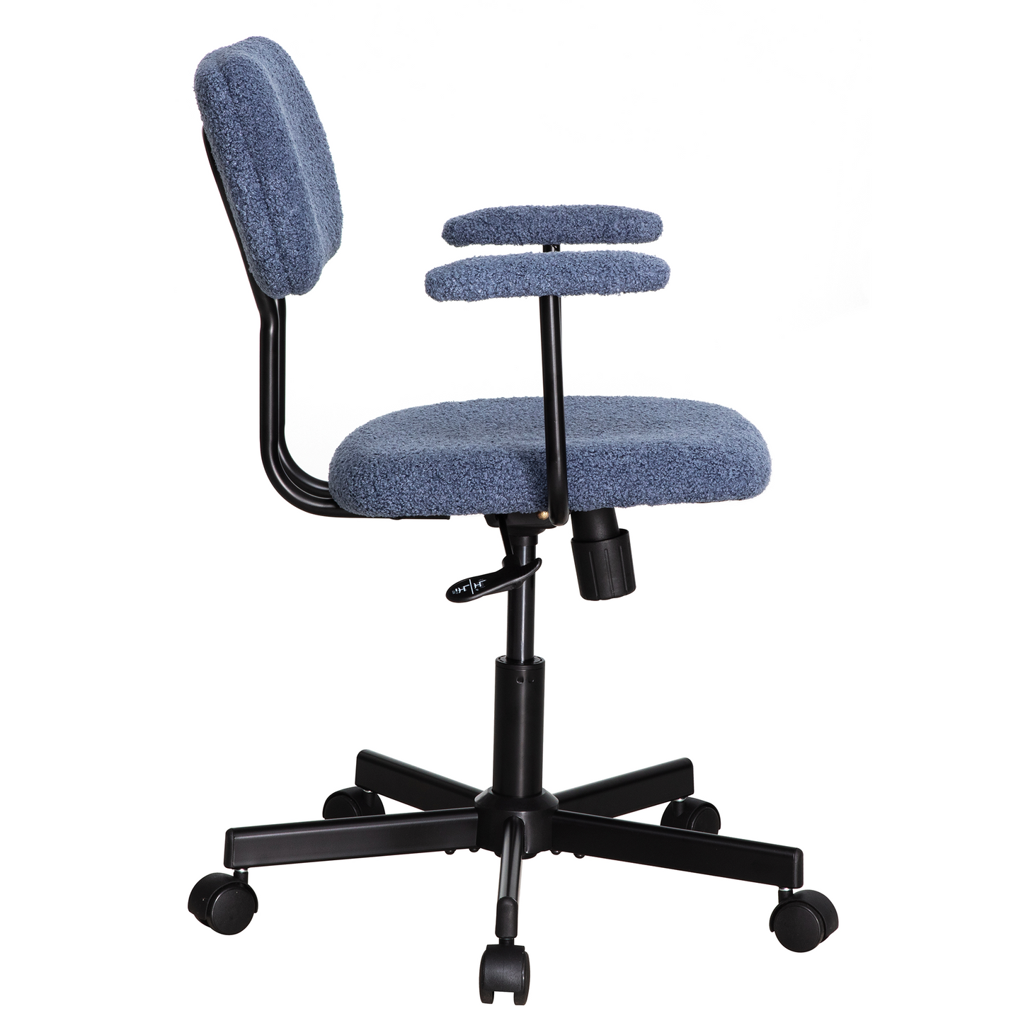 JJS Low Back Velvet Office Computer Chair with Armrest, Blue