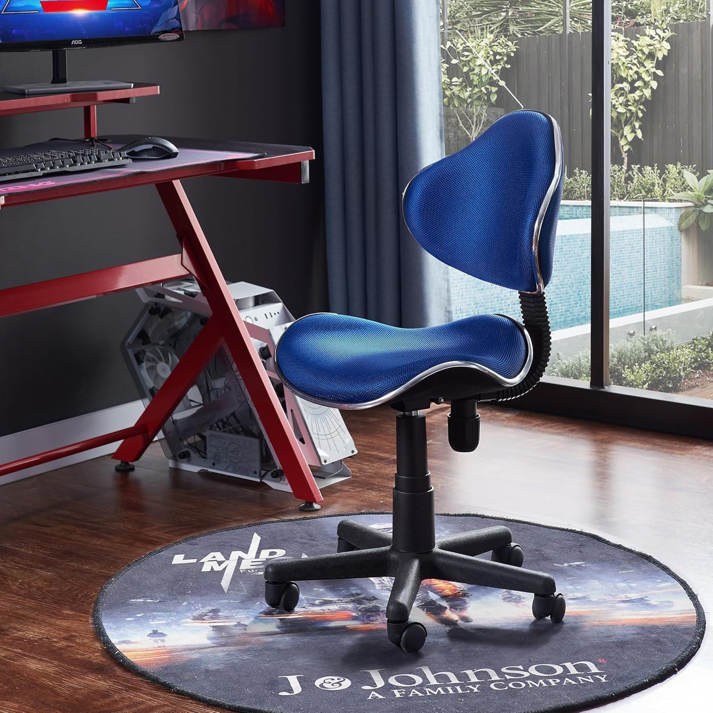 JJS Home Office Low Back Computer Executive Chair, Ergonomic Mesh Chair with Extra Large Base and Pads,