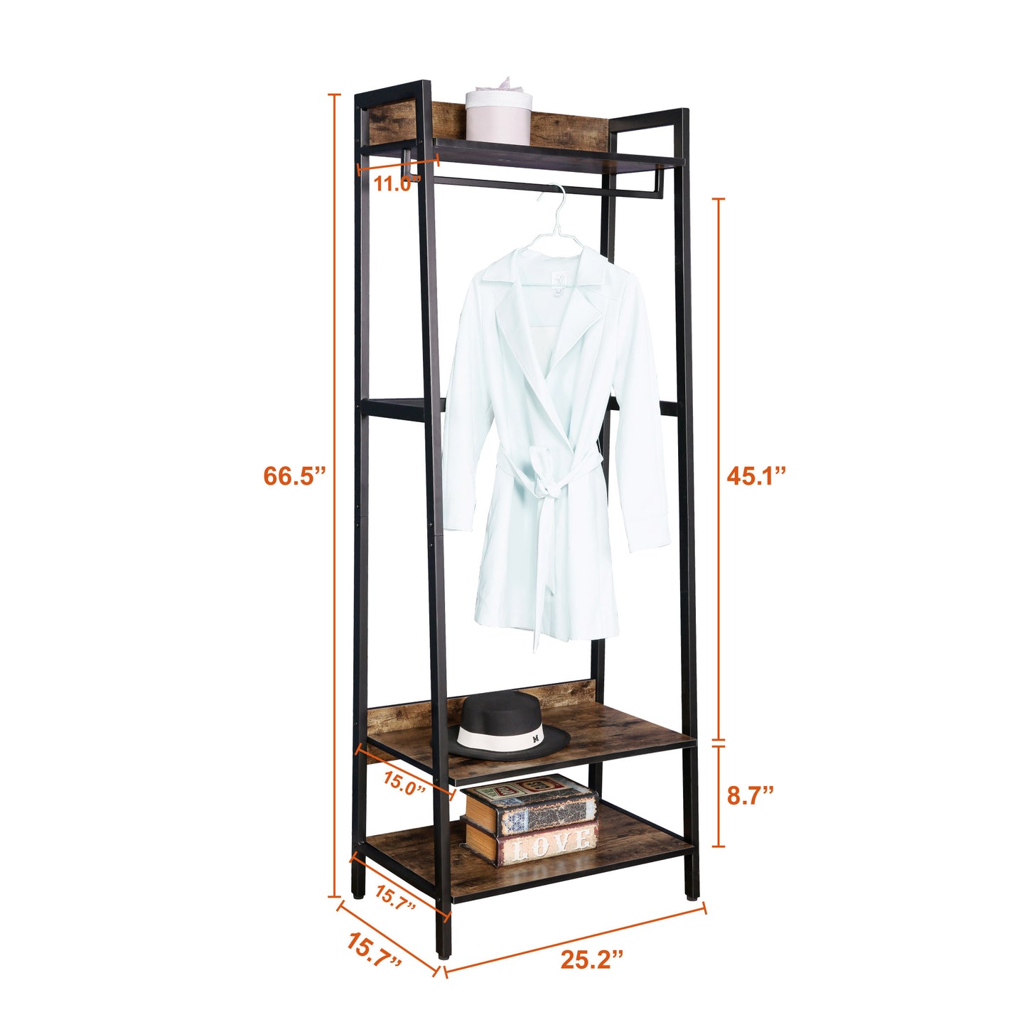 JJ's Entryway Coat Rack, Rustic Brown