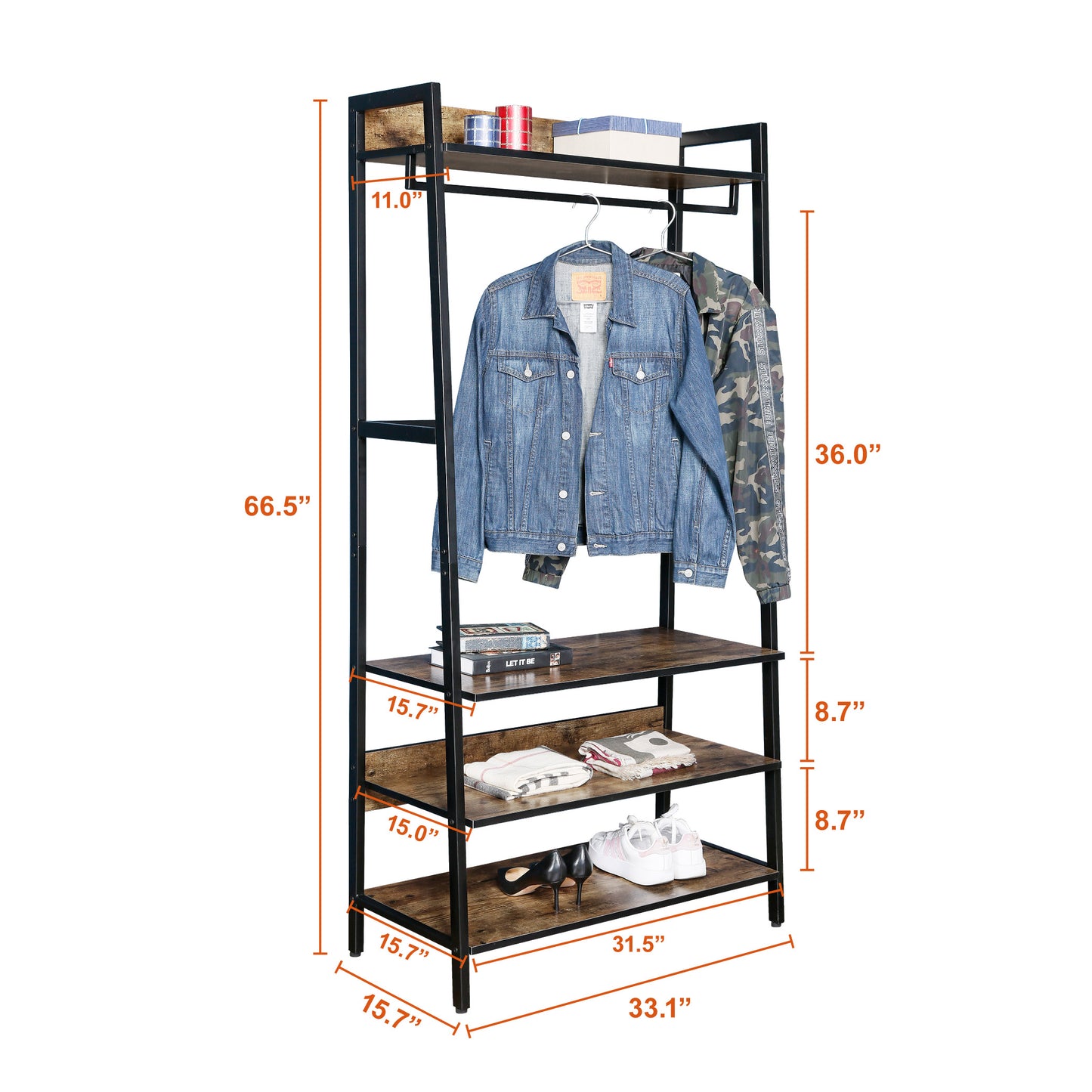 JJ's Entryway Coat Rack, Rustic Brown