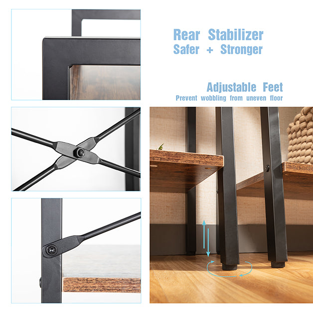 JJS Industrial 3-Tier Bookshelf
