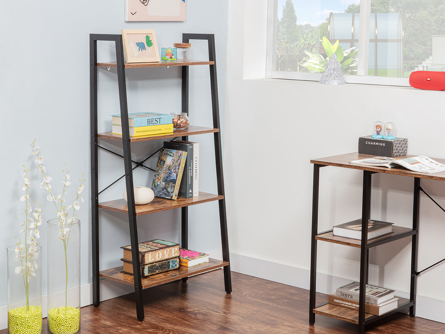 JJS Industrial 3-Tier Bookshelf