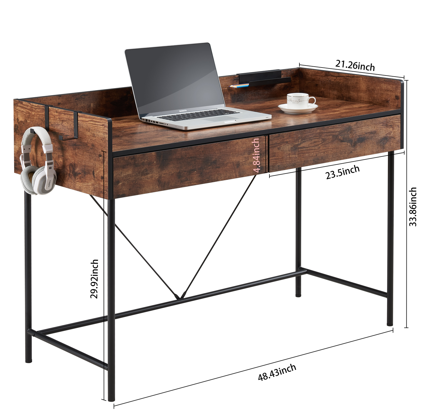 JJS 48" Home Office Computer Laptop Desk with Drawers