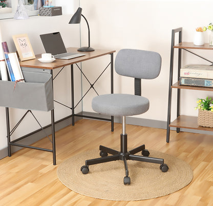 JJS Upholstered Low Back Armless Computer Chair, Ergonomic Adjustable Swivel Small Home Office Desk Chair with Extra Thick Seat Cushion Pad