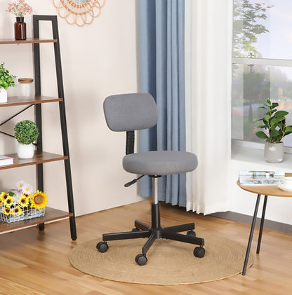 JJS Upholstered Low Back Armless Computer Chair, Ergonomic Adjustable Swivel Small Home Office Desk Chair with Extra Thick Seat Cushion Pad
