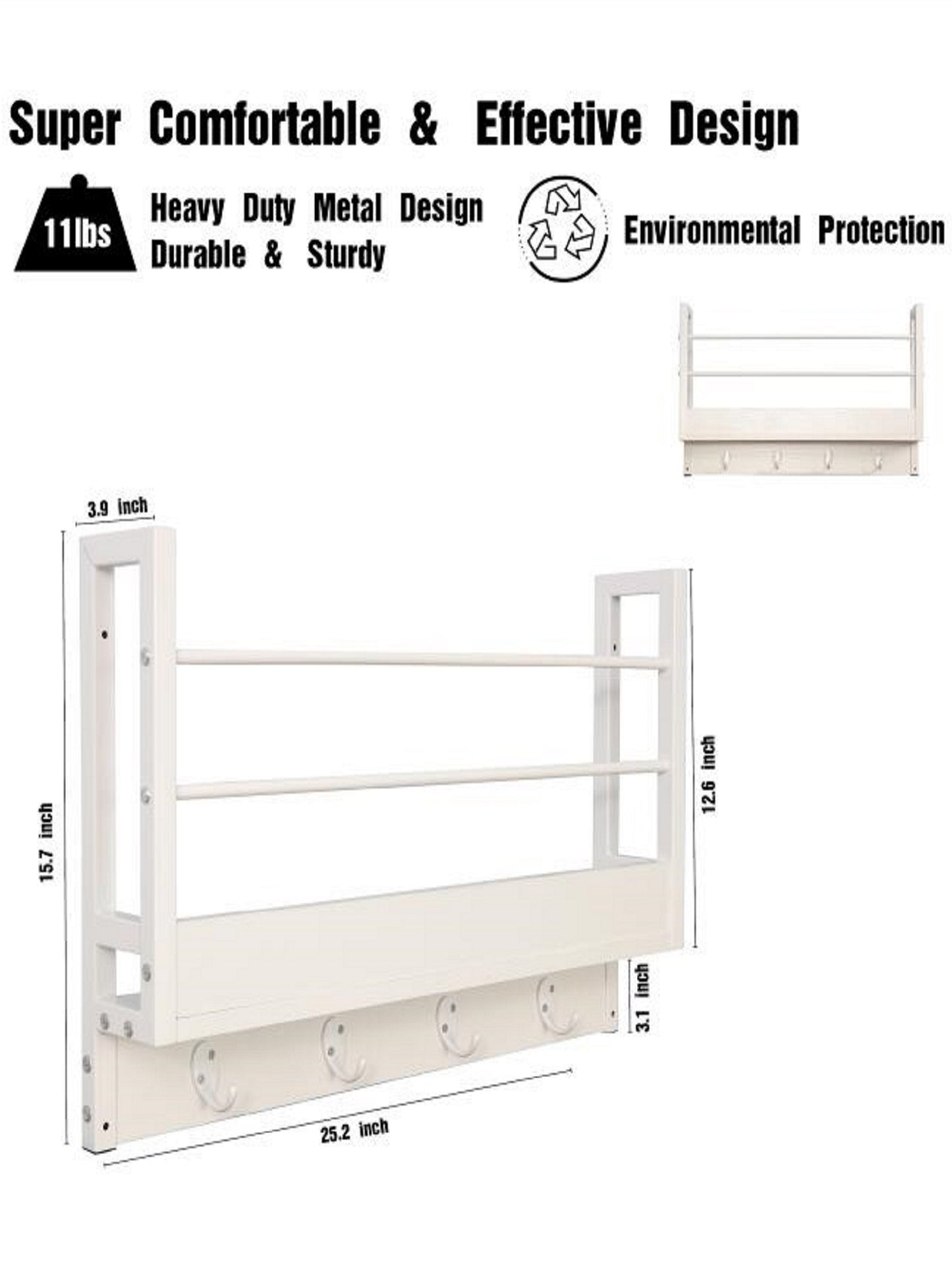 JJS Floating Book Shelf Coat Rack, Set of 1