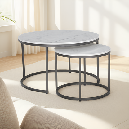 JJS Modern Round Nesting Coffee Table Set of 2