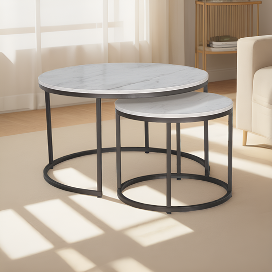 JJS Modern Round Nesting Coffee Table Set of 2
