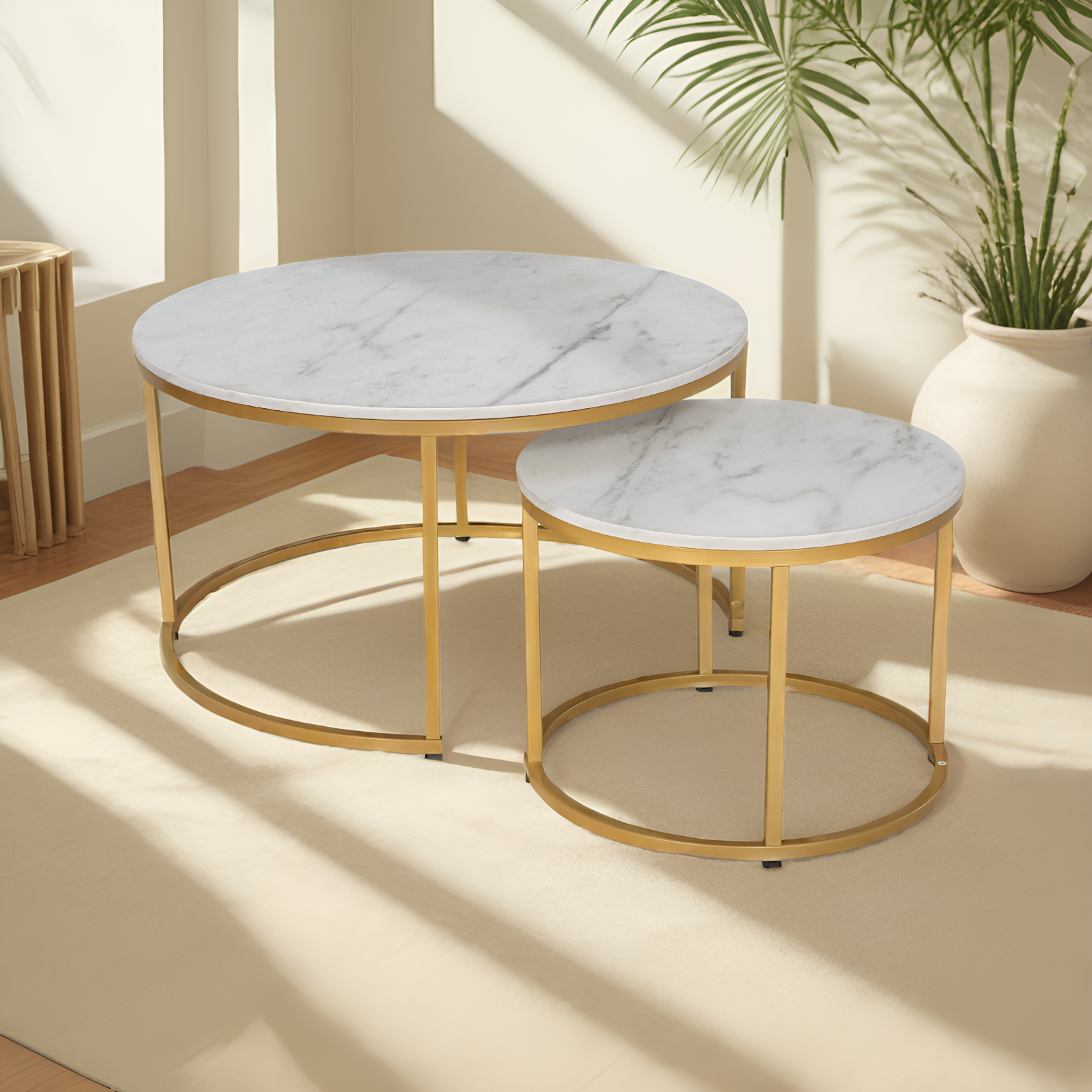 JJS Modern Round Nesting Coffee Table Set of 2