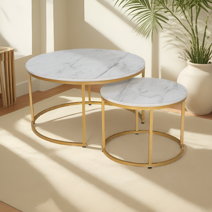 JJS Modern Round Nesting Coffee Table Set of 2