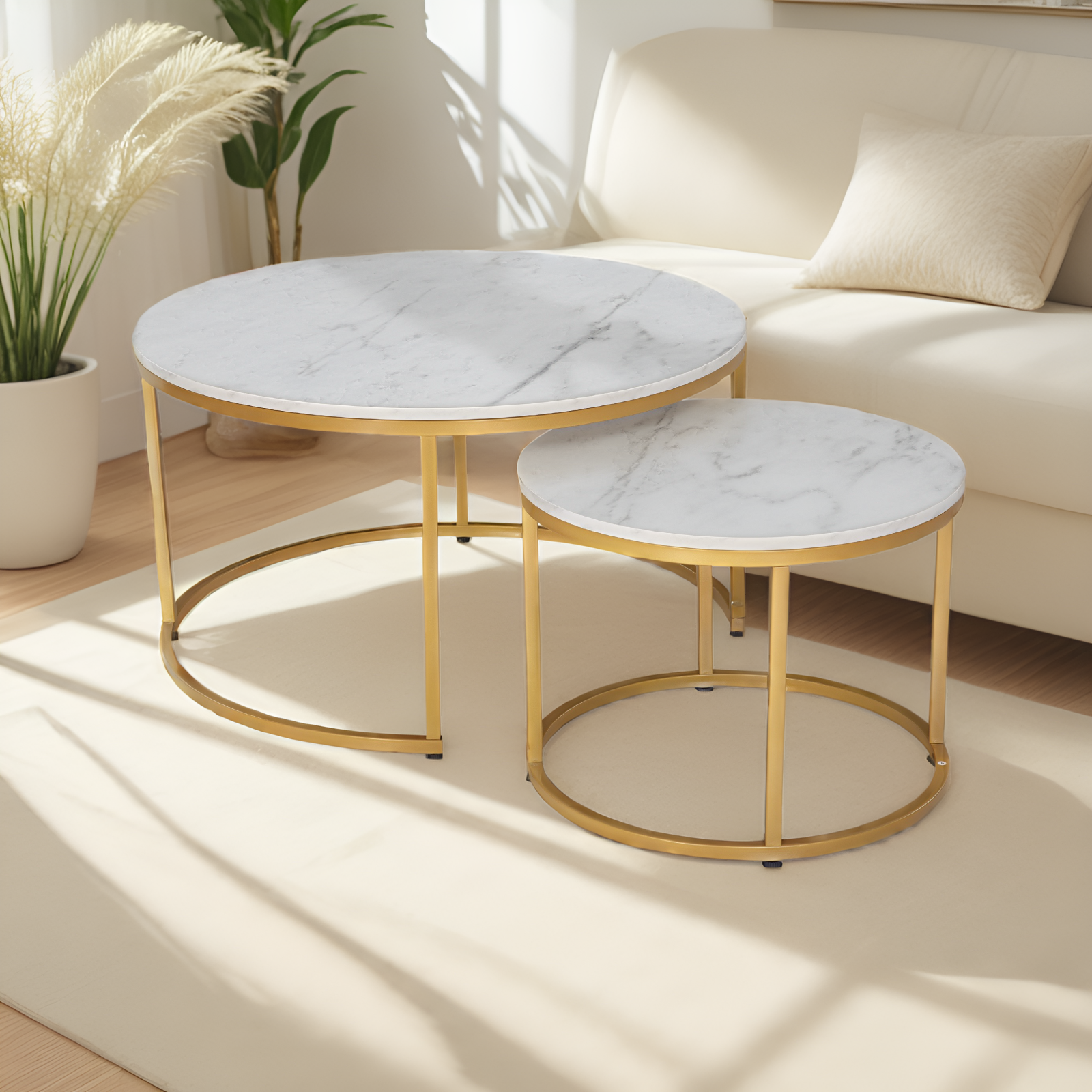 JJS Modern Round Nesting Coffee Table Set of 2