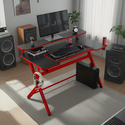 JJS 48" Home Office Gaming Computer Desk with Removable Monitor Stand