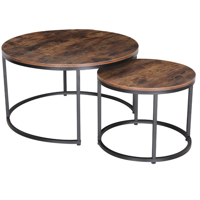 JJS Modern Round Nesting Coffee Table Set of 2