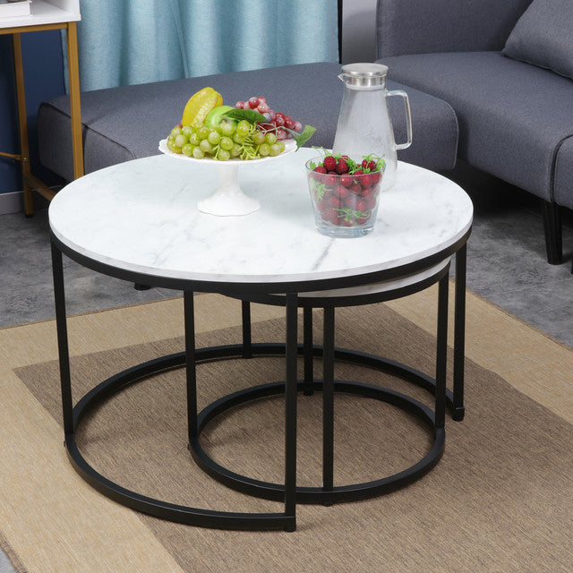 JJS Modern Round Nesting Coffee Table Set of 2