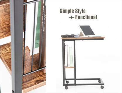 JJS Side End C Table with Magazine Holder for Sofa, Smoky Grey