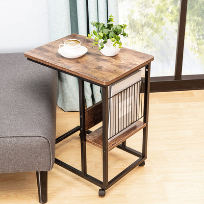 JJS Side End C Table with Magazine Holder for Sofa, Smoky Grey
