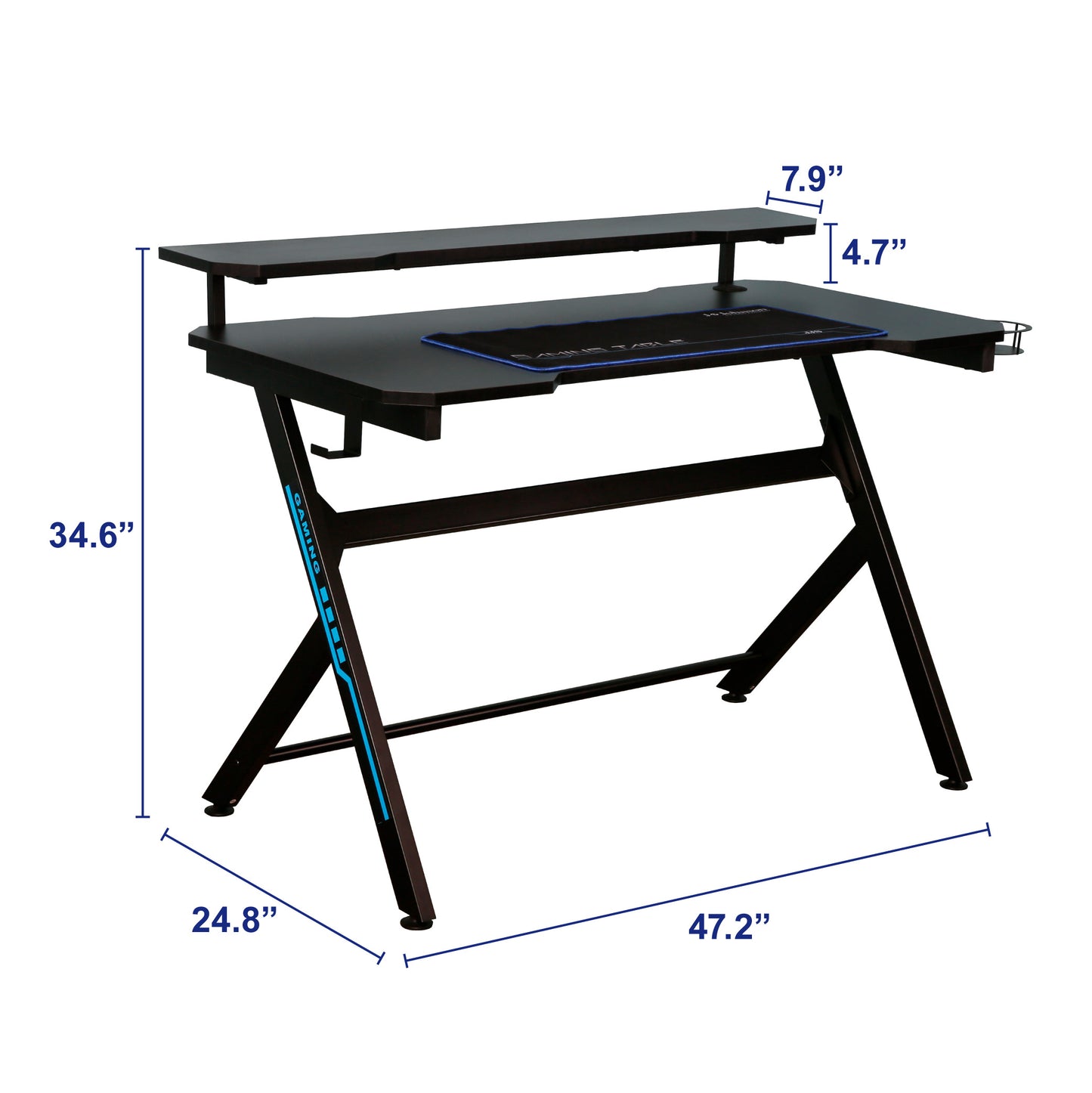 JJS 48" Home Office Gaming Computer Desk with Removable Monitor Stand