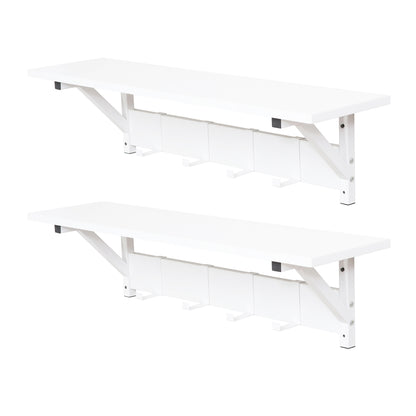 JJS Floating Shelf Coat Rack, White, Set of 1