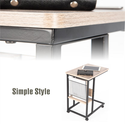 JJS Side End C Table with Magazine Holder for Sofa, Smoky Grey
