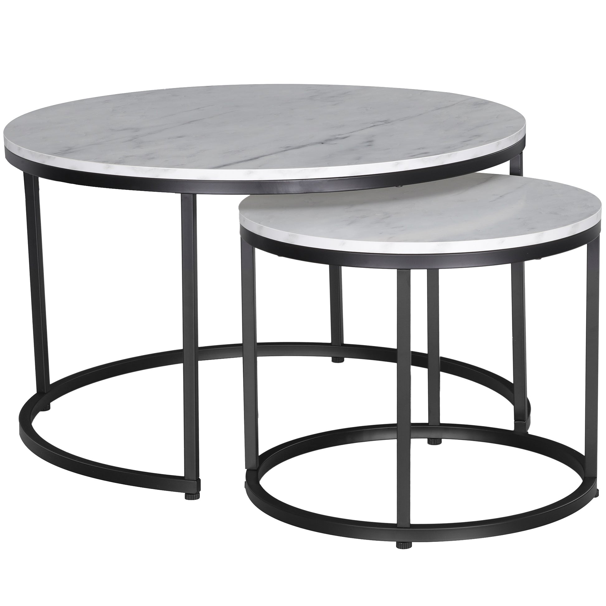 JJS Modern Round Nesting Coffee Table Set of 2