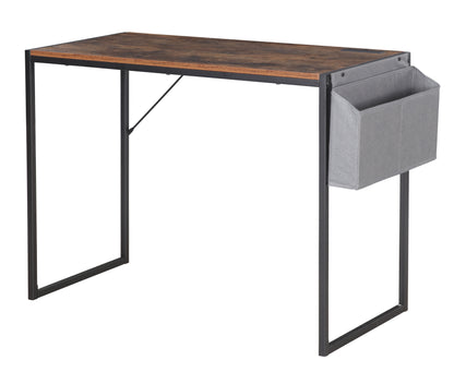 JJS Small Computer Desk Simple Style Writing Desk for Small Spaces 40 Inch Home Office Modern Student Study Laptop Writing Table with Storage Bag USB Hub, Rustic Brown/Black…