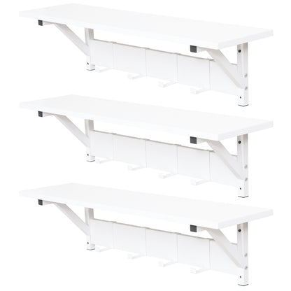 JJS Floating Shelf Coat Rack, White, Set of 1