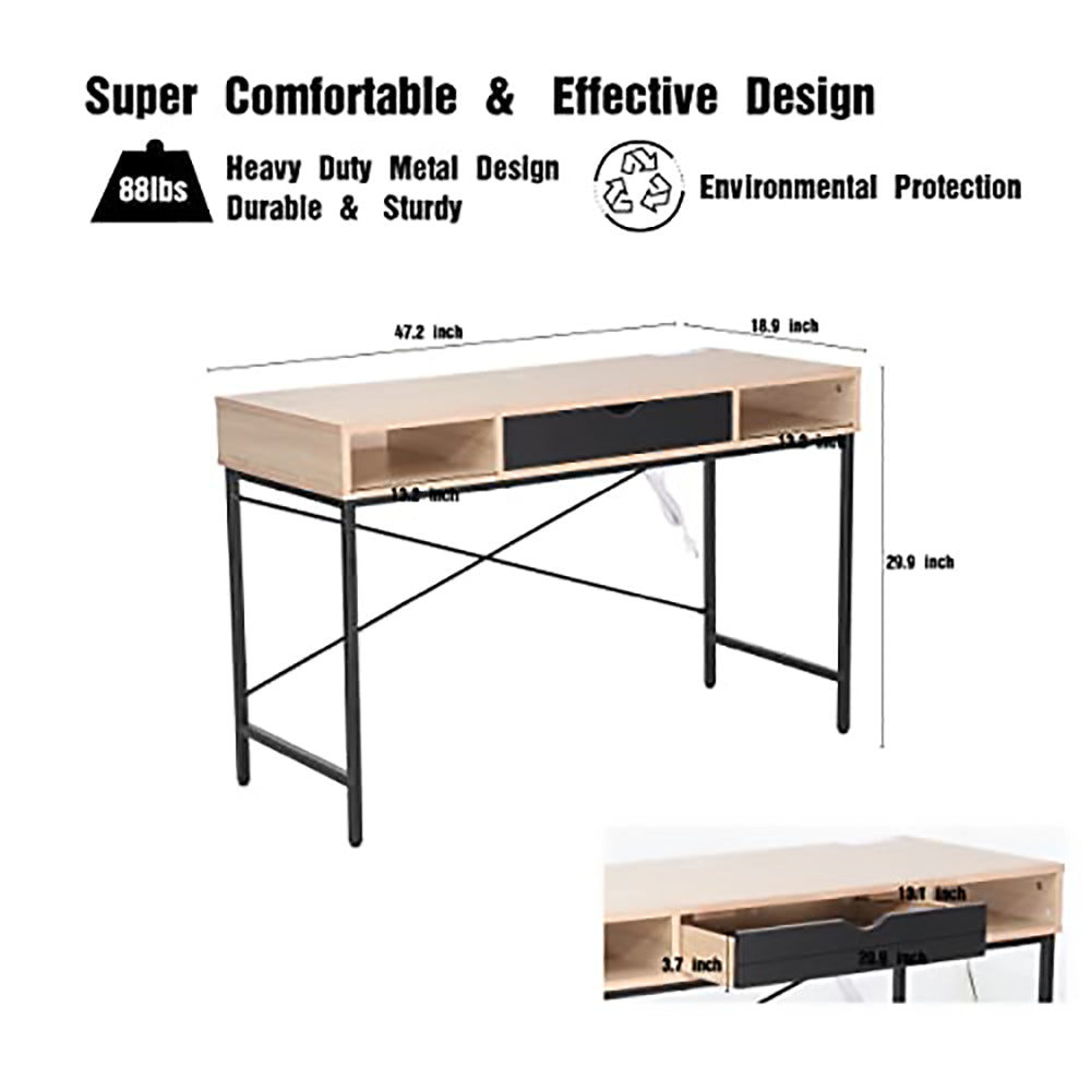 JJS 48' Writing Desk with Power Outlet