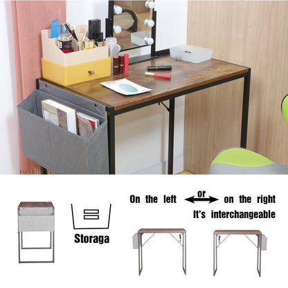 JJS Small Computer Desk Simple Style Writing Desk for Small Spaces 40 Inch Home Office Modern Student Study Laptop Writing Table with Storage Bag USB Hub, Rustic Brown/Black…