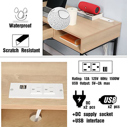 JJS 48' Writing Desk with Power Outlet