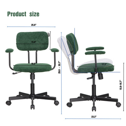JJS Low Back Velvet Office Computer Chair with Armrest, Blue