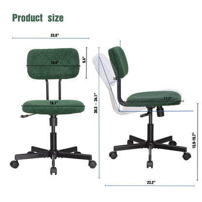 JJS Low Back Velvet Office Computer Chair with Armrest, Blue