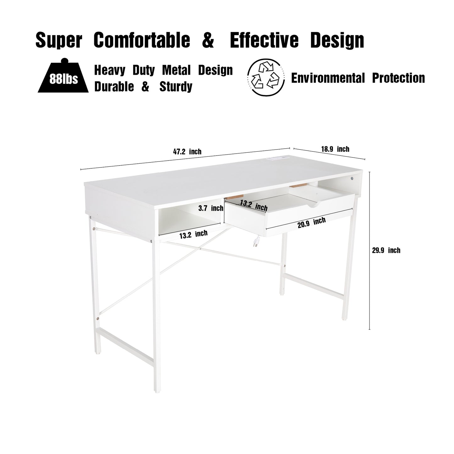 JJS 48' Writing Desk with Power Outlet